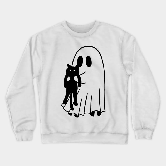 Black Cat Ghost Crewneck Sweatshirt by elhlaouistore